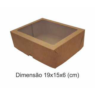 Caixa De Presente Visor Kraft - 19x15x6 (cm) - 10 Unidades
