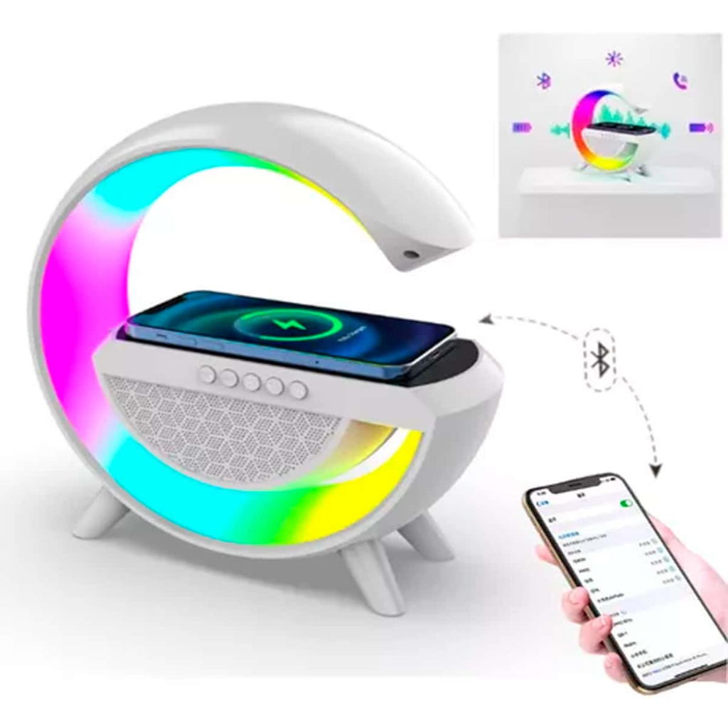 G Speaker Smart Station Luminária Rgb Led Carregador Induç Cor Branco (SEM RELÓGIO)