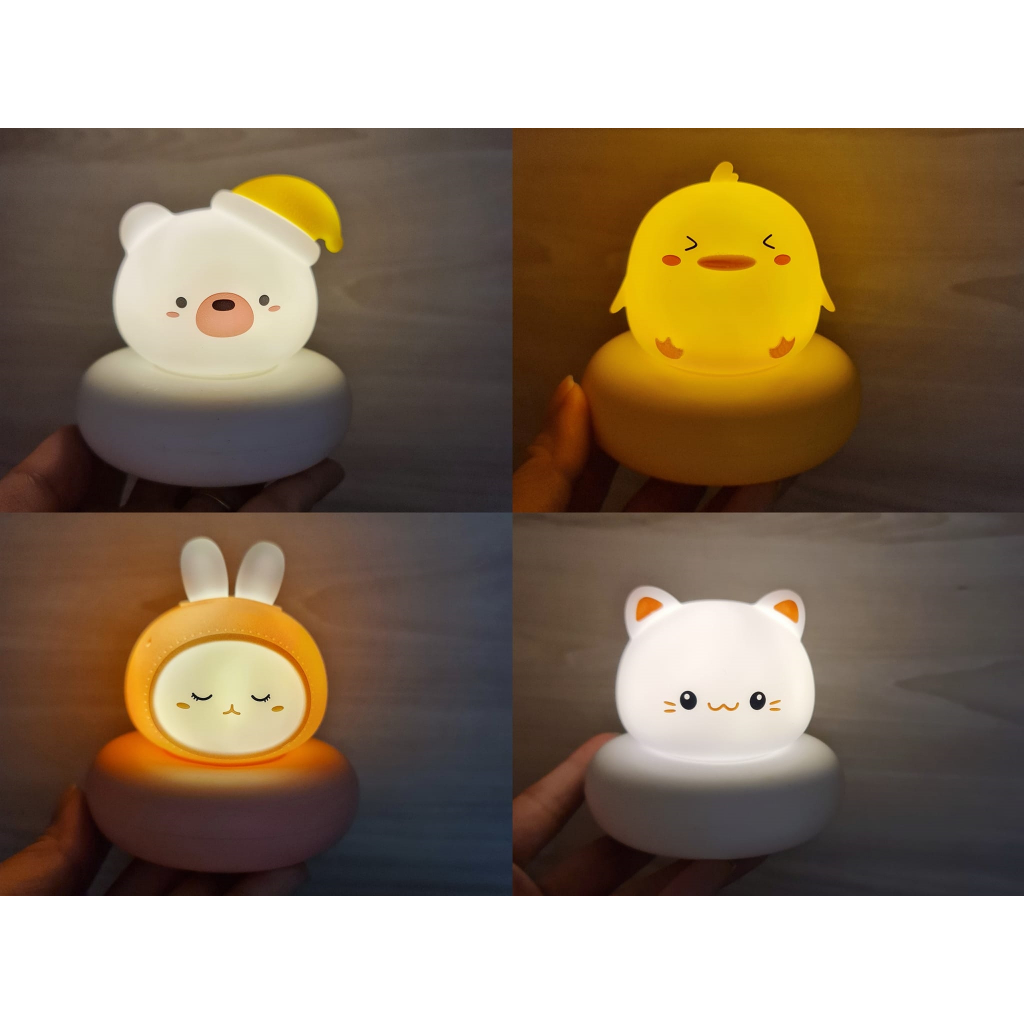 Mini Luminaria abajur Led sensor Desenhos Animados Led Luz Noturna USB Coelho Urso Duck Lâmpada Gato Para Casa Quarto Bebê Quarto Infantil Decoração Brinquedos Presentes Sob Luzes De Gabinete