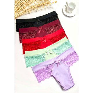 Kit 3 Calcinhas Microfibra Renda Com Lacinho Lingerie Sensual Confortável Alta Qualidade
