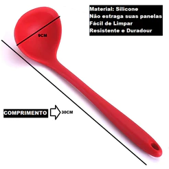 Concha Conchas De Silicone 30x9cm Feijão Reforçada Utensílio de Cozinha Sopa Caldo