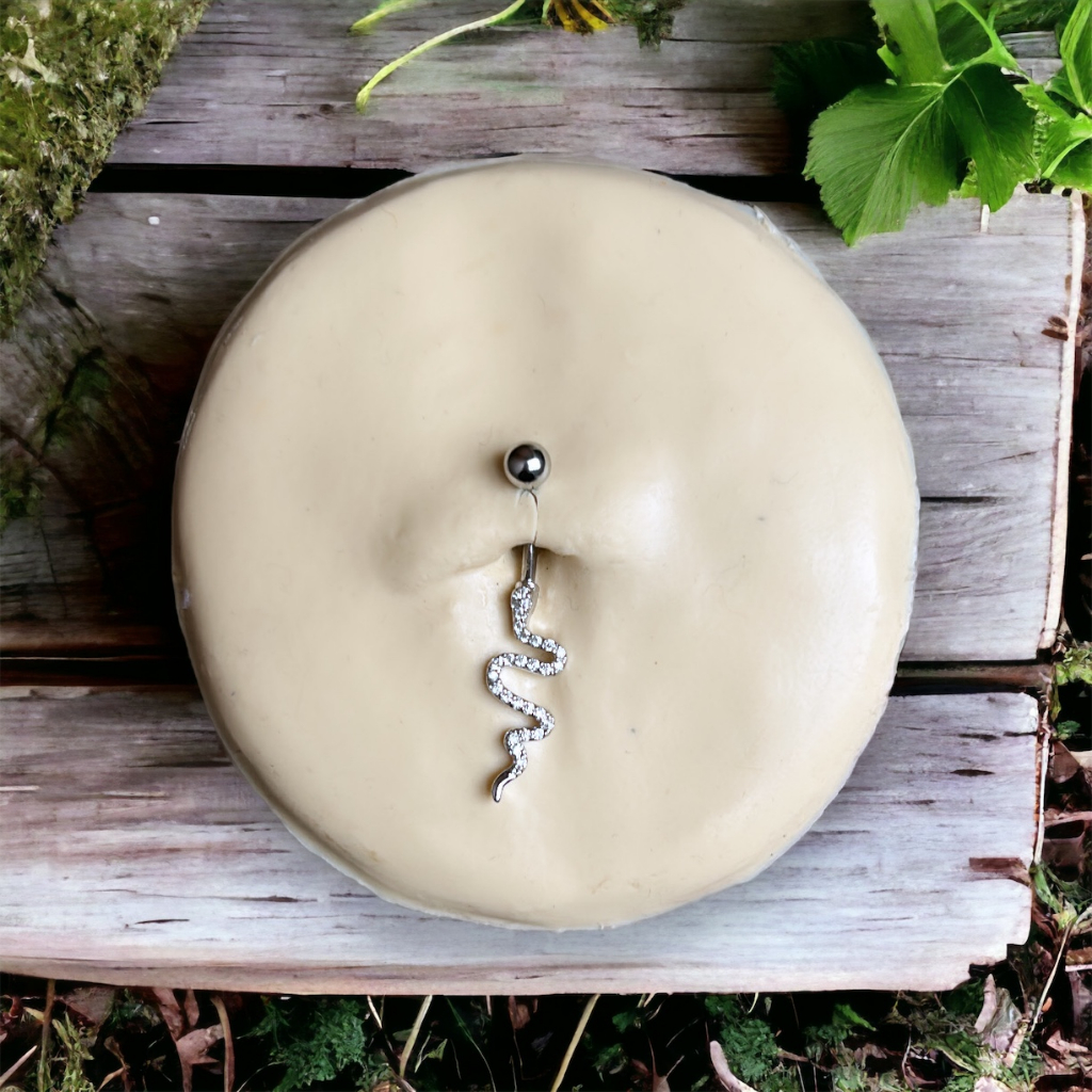 Piercing Umbigo Cobra Serpente Aço Cirúrgico Com Zircônia