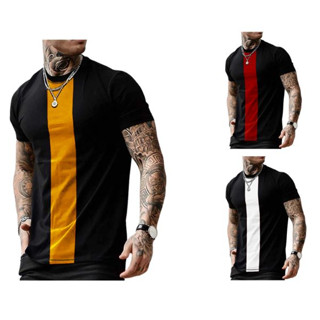 Camiseta Masculina faixa no meio tecido Visco Lycra