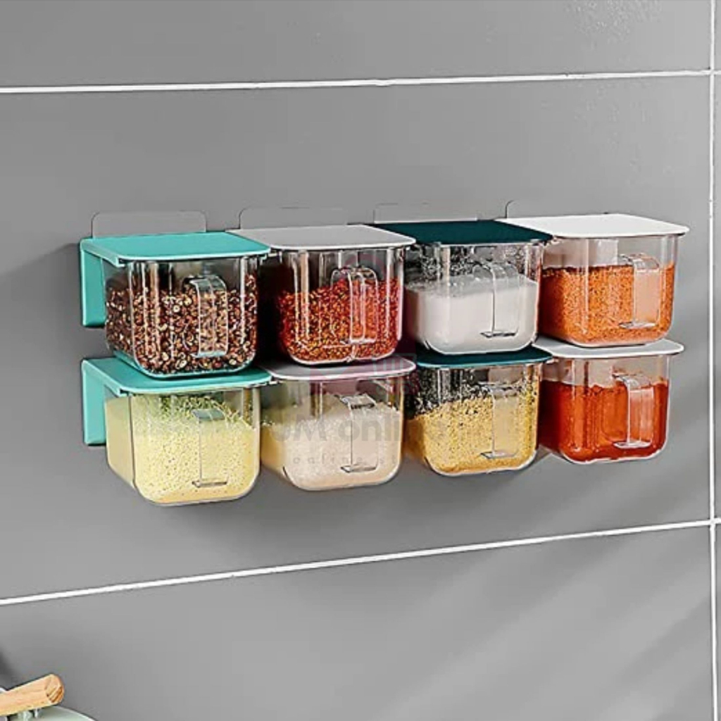 Porta Temperos 400ml Gaveta Adesivo Suporta Até 2kg Com Colher Parede Cozinha Churrasco