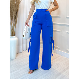 Calça Cargo tecido alfaiataria calca feminina 2023 inverna