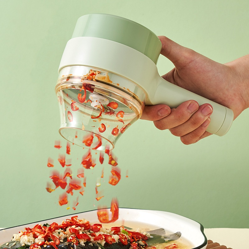 Triturador Cortador Elétrico Multifuncional Para Vegetais Carnes Alho Aço Inoxidável Elétrico De Legumes 4 Em 1 Sem Fio em Oferta na Shopee