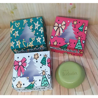 10 Caixas com visor de Árvore de natal 8x8x4cm p 1 sabonete Feliz Natal