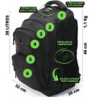 Mochila Executiva Masculina Grande Reforçada para Viagem