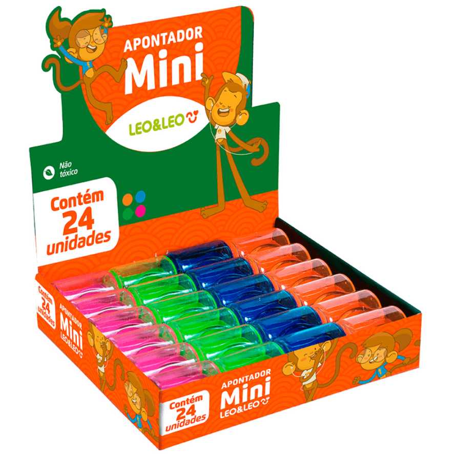 Apontador Mini Com Deposito Caixa Com 24 Unidade Leoeleo em Oferta na Shopee