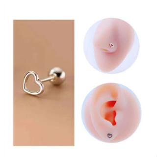 1 Piercing Borda Coração Prata