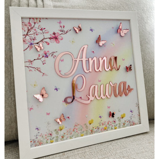 Quadro Porta Maternidade Jardim Encantado Nome acrilico alto relevo apliques acrilico em Oferta na Shopee