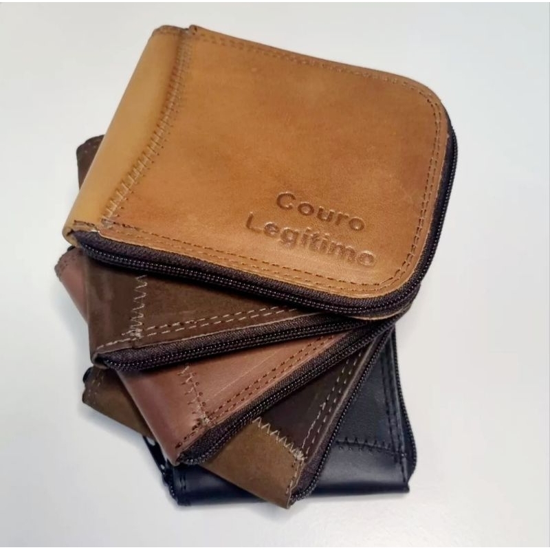 Carteira Masculina De Ziper Couro  Legitimo Cabe RG