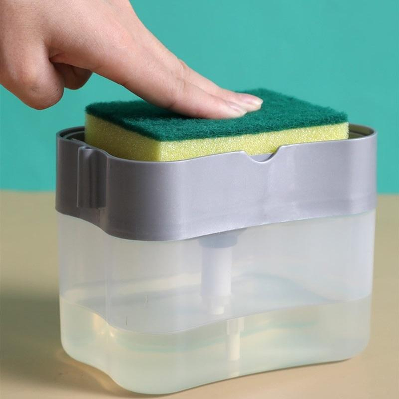 Dispenser Detergente E Porta Esponja 2 em 1 Esponja Limpeza Cozinha Casa Louça Dosador