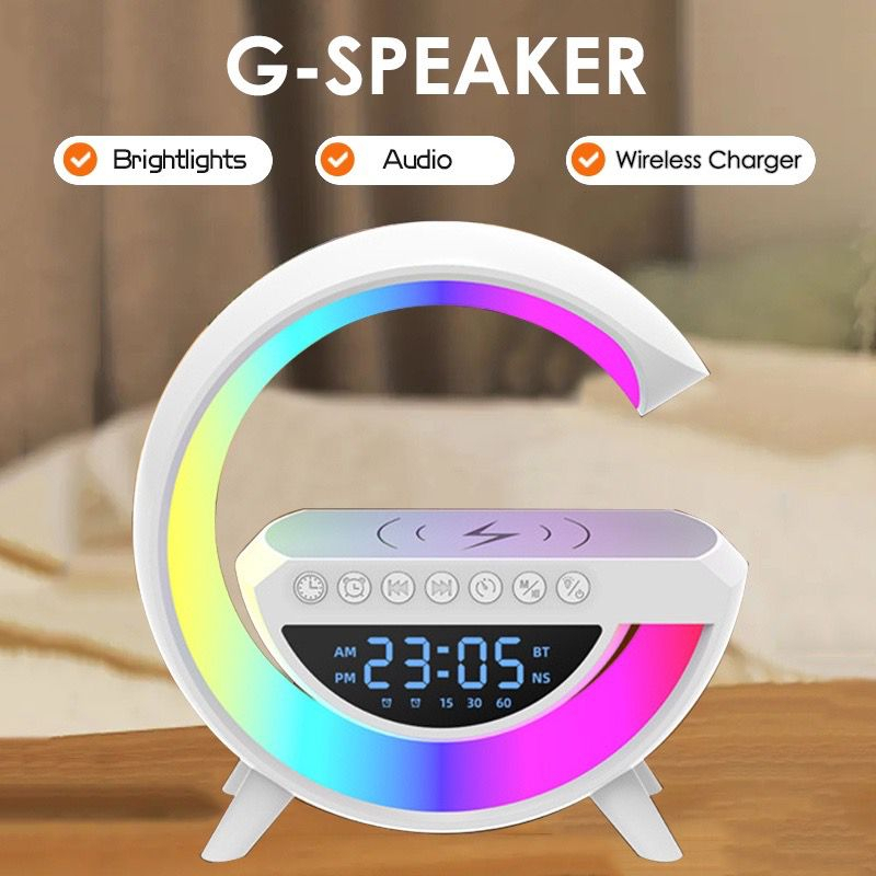 G-speaker Smart Station - Luminária Bluetooth Inteligente Estilo Quente RGB Luz Carregador Sem Fio Alarme Relógio Lâmpada De Mesa