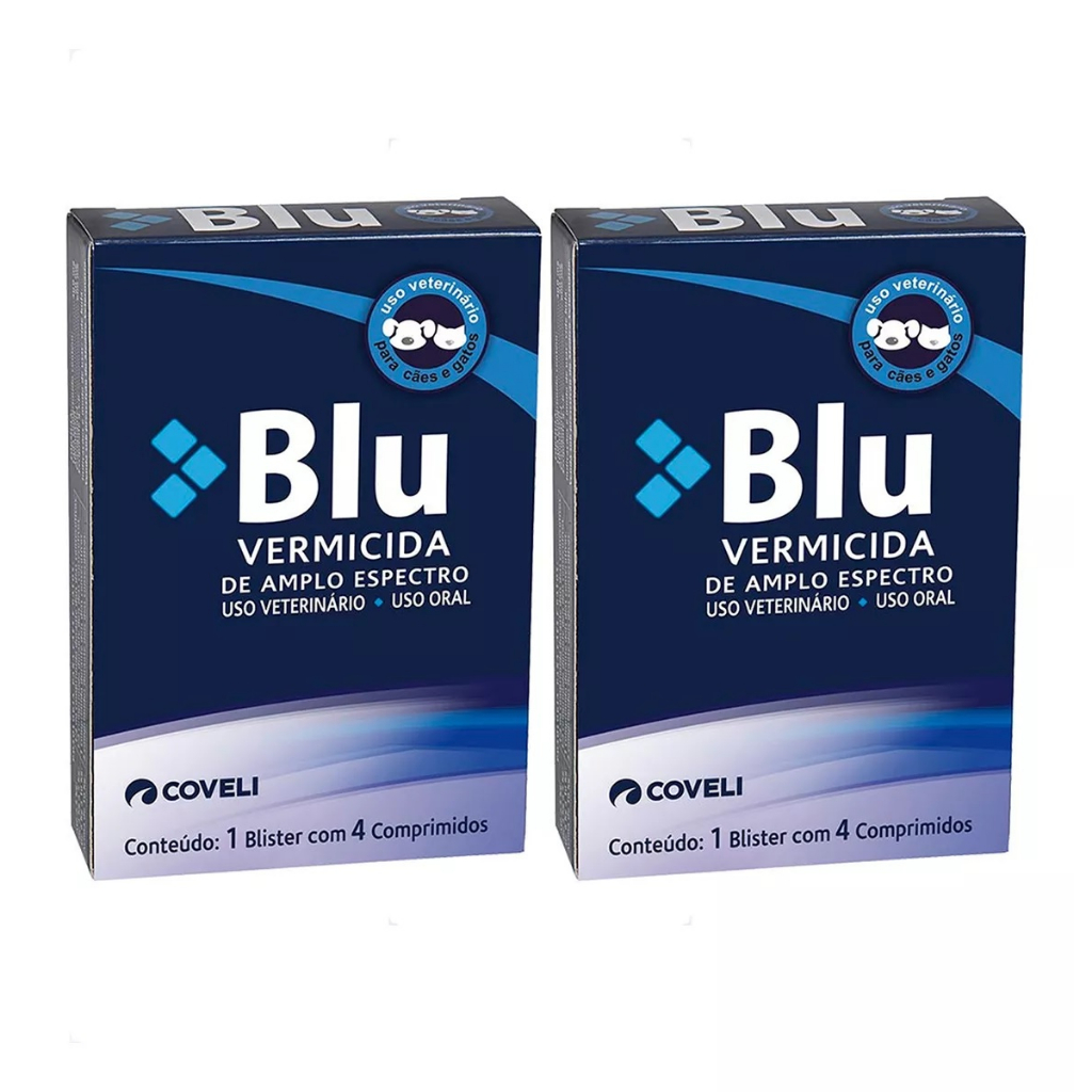 Kit 2 Blu Coveli Vermífugo para Cães e Gatos - 4 Comprimidos em Oferta na Shopee