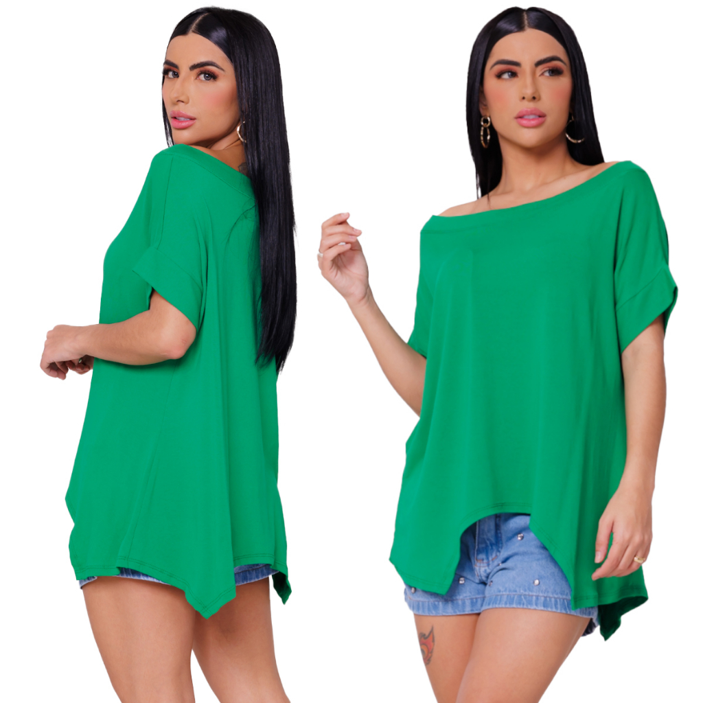 Blusa Feminina Manga Curta Blusinha Bata Soltinha Ombro a Ombro Plus Size CANOA VERÃO em Oferta na Shopee