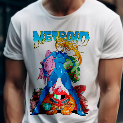 Camiseta Super Metroid Masculina Feminina Basica Unissex, Blusa Game Nintendo Camisa Malha Fria Modelo Lisa Raglan