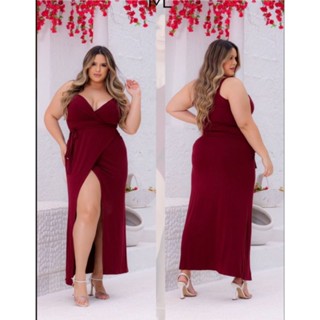 Vestido longo envelope plus size