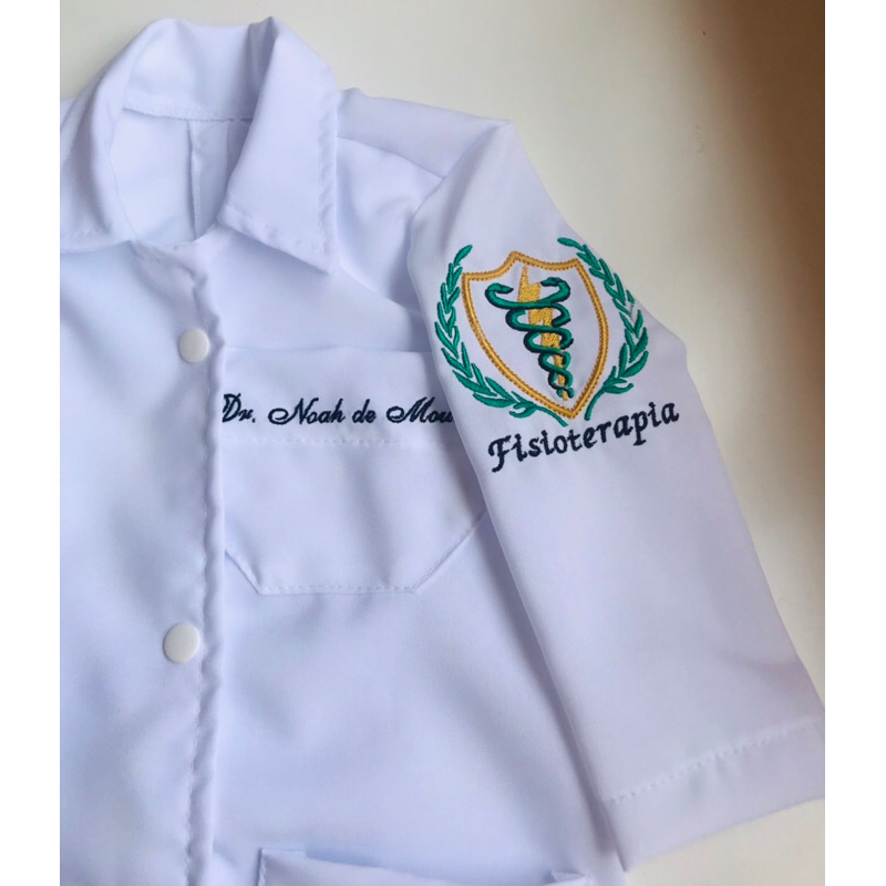 Jaleco  Infantil Personalizado Brasão Fisioterapia Branco
