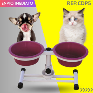 Comedouro Cachorro Cães Elevado Anti Formiga Duplo Com Regulagem 400ml Fercar