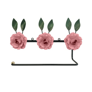 Porta Papel Toalha de Parede em Metal | Artesanal com Flor Decorativa para Cozinha, Varanda ou Área Gourmet em Oferta na Shopee