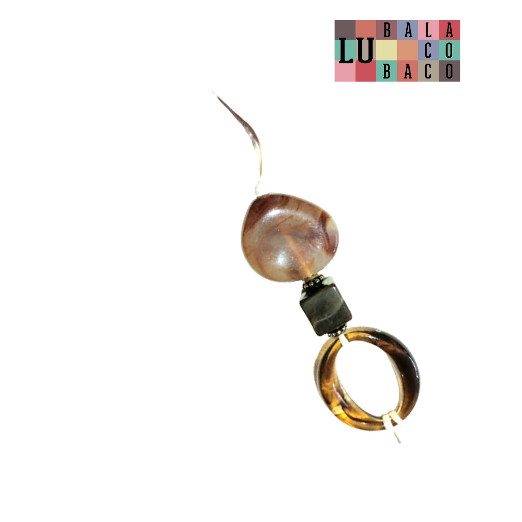 Colar Bijuteria Feminina 3 PEDRAS TONS MARRONS E MEL