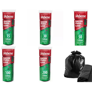 Kit Saco de lixo - Super Reforçado (Extra forte) - Vabene 15/30/50/100/200 Litros 30% OFF em Oferta na Shopee