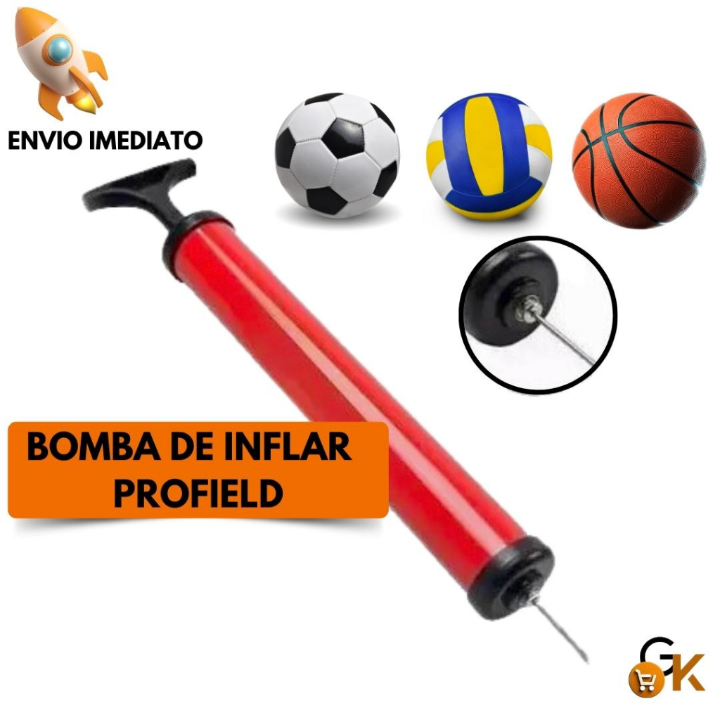 Bomba Com Bico De Metal Para Encher Bolas De Futebol Futsal Futevôlei Basquete e Infláveis Profield