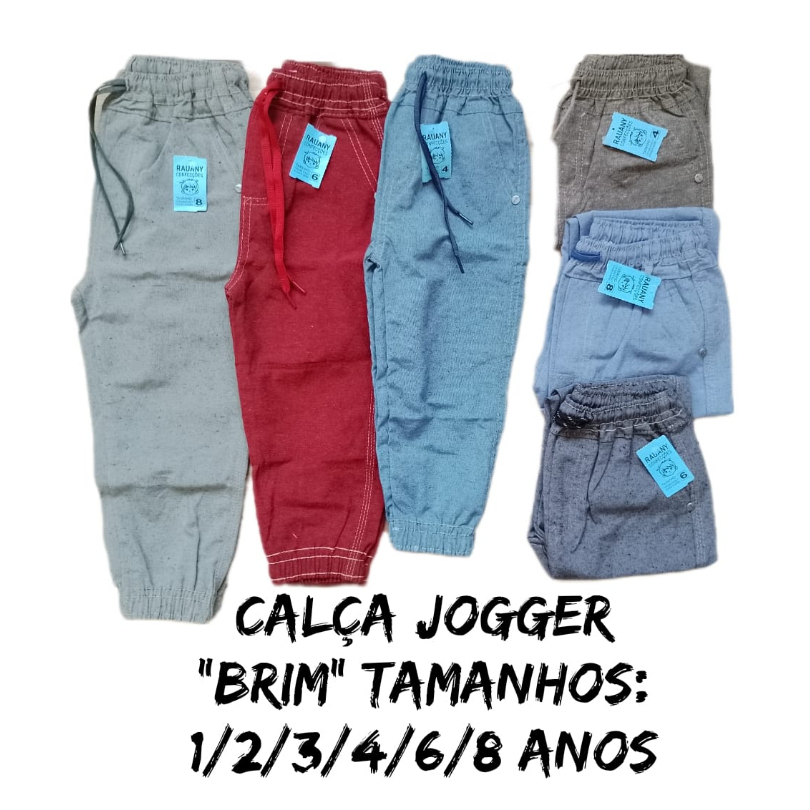 Kit 5 Calça Infantil Masculino Jogger Brim Leve