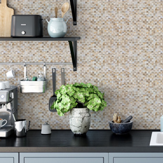 Papel de Parede  3D Pastilha Bege 5 METROS x 45CM Adesivo Autocolante para Sala em Oferta na Shopee