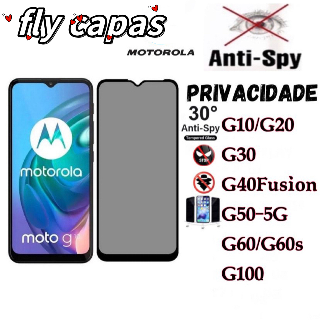 Película Privacidade 3D Anti Spy PARA MOTO G10/G20/G30/G40 FUSION/G50 5G/G60/G60s/G100