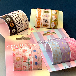 Kit craft tape adesiva decoradas tipo washi tape - fita adesiva decorada - contendo 3 unidades - Scrapbook, Papelaria, Artesanato