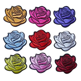 kit 5 Adesivo de Roupa Aplique Patch Bordado Termocolante Flor Rosa