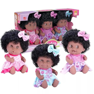 03 Bonecas Babies Expressões Trigêmeas Negras - Bee Toys em Oferta na Shopee