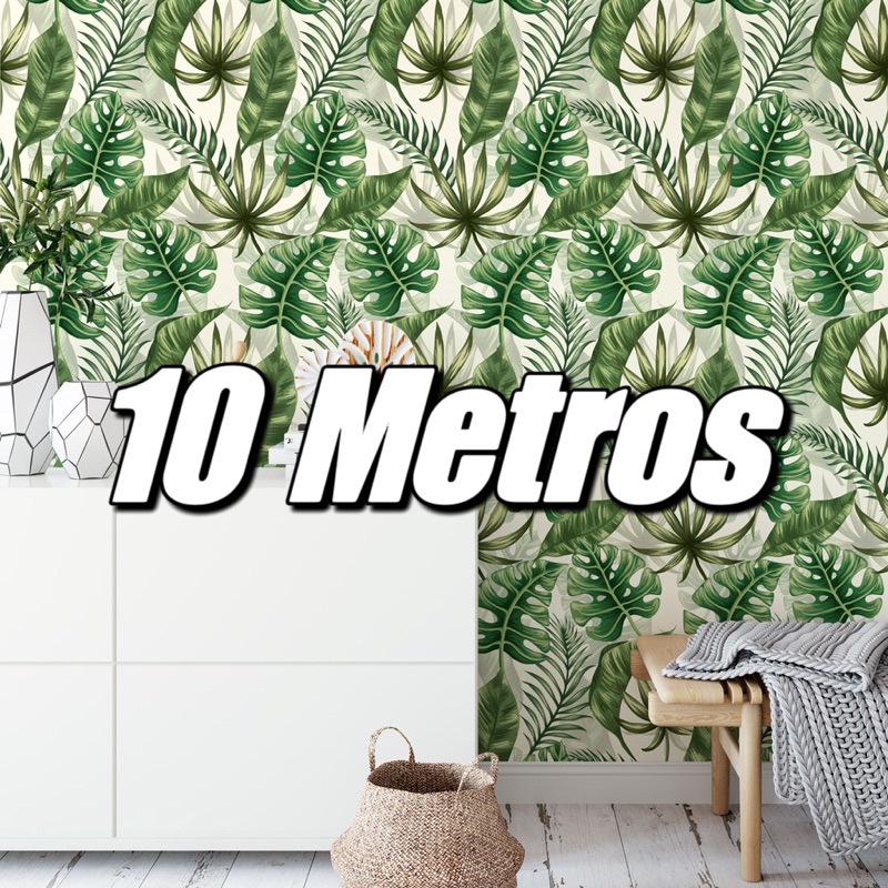 Papel de Parede  3D Folhagem 10 METROS x 45CM Adesivo Autocolante para Sala, Quarto