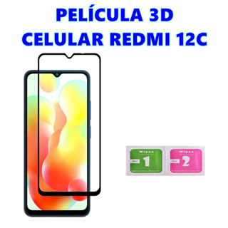 Película De Vidro 3D Redmi 12C Protetor De Tela Frontal Full Cover Para Celular Xiaomi