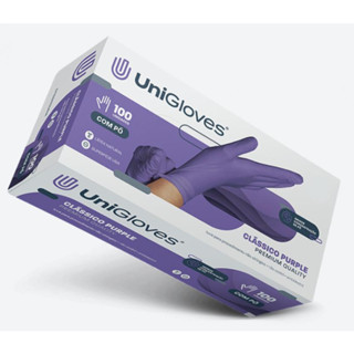 Luva Descartável Roxa Unigloves Purple Latex Cx/100 Und C/pó