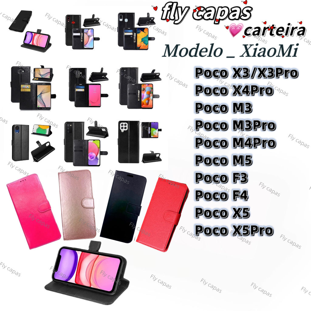 Capa carteira para Redmi,XiaoMi,POCO X3/X3 PRO,POCO X4,POCO M3,POCO M3 PRO,POCO M4 PRO,POCO M5,POCO F3,POCO F4,POCO X5,POCO X5 PRO