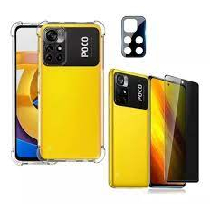 Kit 3X1 Xiaomi Poco M4 Pro 5G - Película Privacidade Ceramica 9D + Capa Transparente TPU+ Pel Camera em Oferta na Shopee