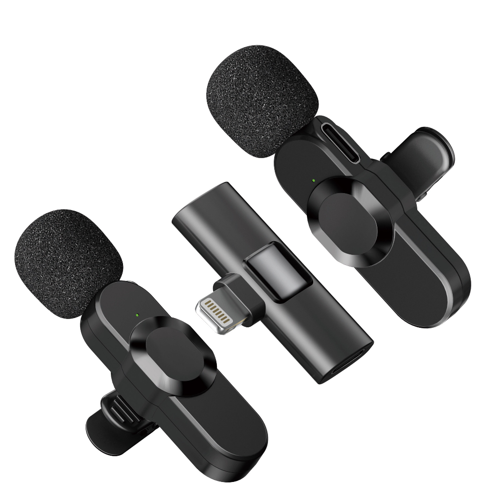 Microfone De Lapela Sem Fio Duplo Profissional Lightning