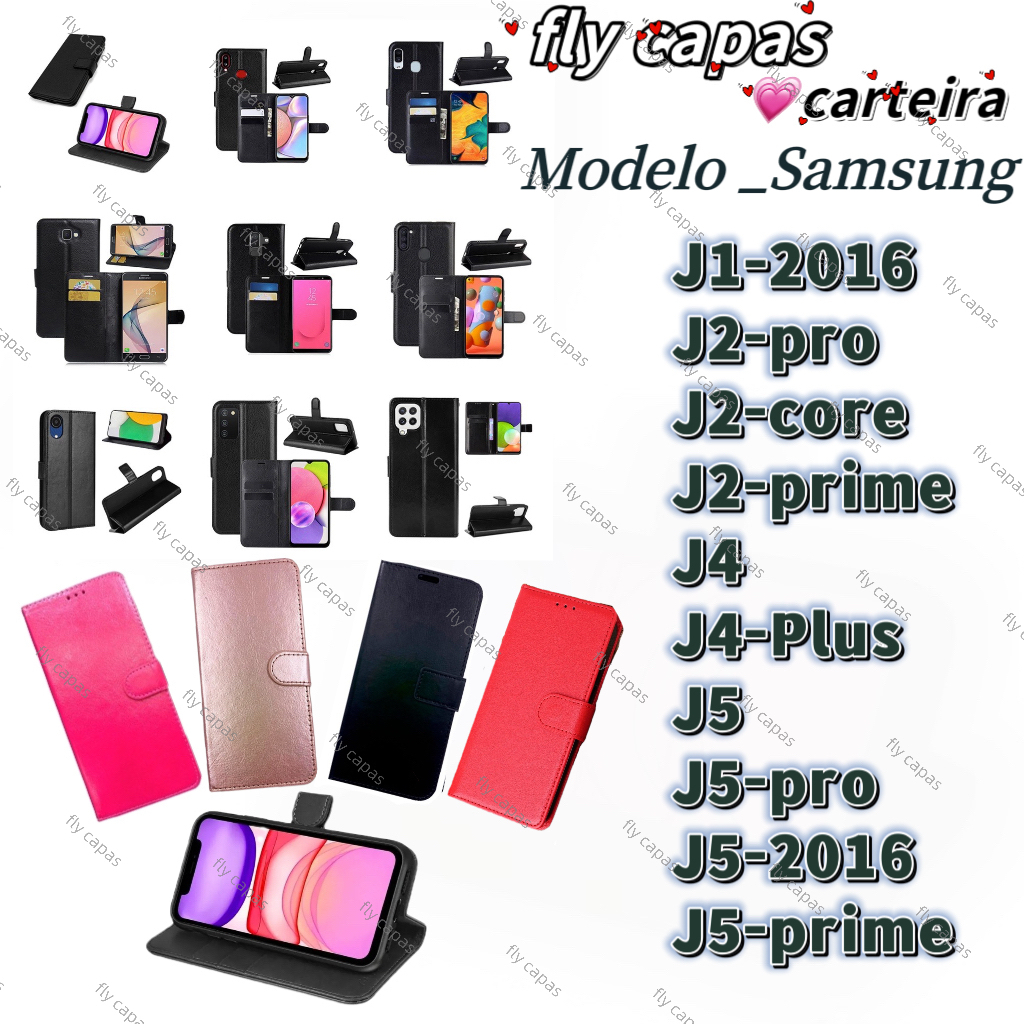Capa Carteira  Para Samsung Galaxy,J1-2016,J2-PRO,J2-PRIME,J4,J4-PLUS,J5,J5-PRO,J5-2016,J5-PRIME