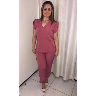 Pijama Hospitalar/Cirúrgico Gabardine Manga Tulipa com Bolso na calça