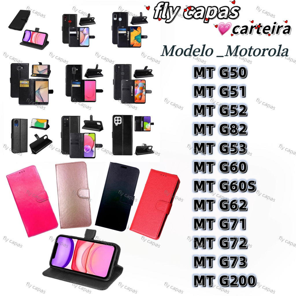 Capa Carteira  Para Motorola,MT G50,MT G51,MT G52/G82,MT G53,MT G60,MT G60S,MT G62,MT G71,MT G72,MT G73,MT G100,MT G200