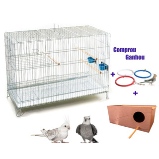 Gaiola CRIADEIRA GRANDE GIGANTE Com Ninho MDF Para Calopsita Rosela Cacatua (Malha Larga) G576