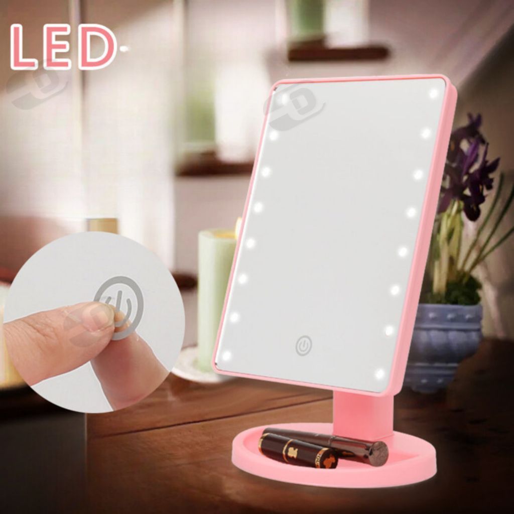 Espelho Grande Iluminação Led Porta Maquiagem 360 De Mesa