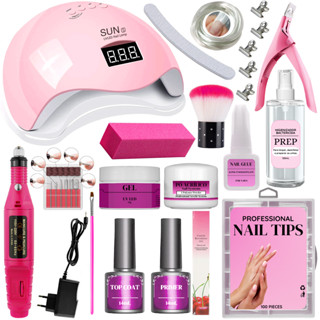 Kit Unhas de Gel Cabine Sun 5 48w Digital Lixadeira Elétrica Caneta - Envio Imediato