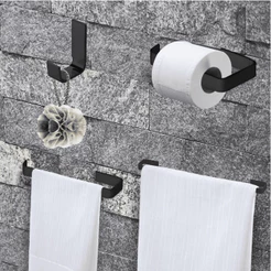 Kit Acessorios Para Banheiro Quadrado 4 Peças Preto Fosco