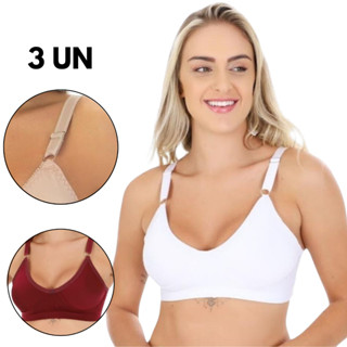 Kit 3 Sutiã Reforçado Sem Bojo Lingerie Sutiã Sem Bojo Sutian Barato Roupas Comum e Plus Size