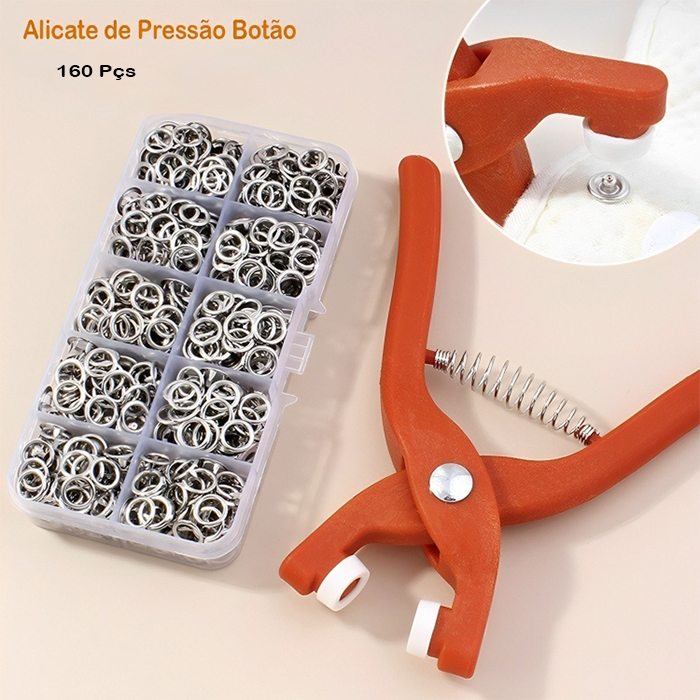 Alicate De Botões Fixador Prensa Manual Ferramenta Com 180 Peças Para Roupas/Acessórios Se...