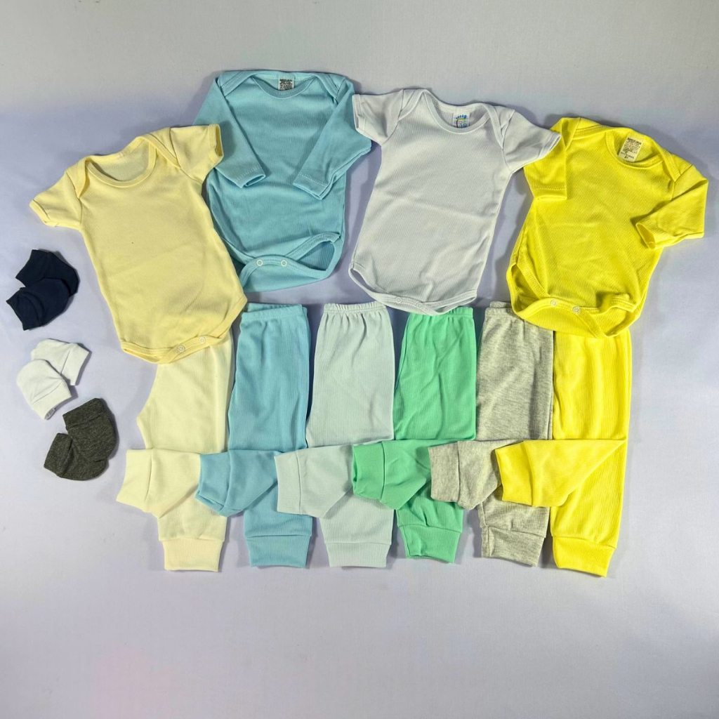 Kit Enxoval Body Calça Luva 13 peças Bebê Menina e Menino